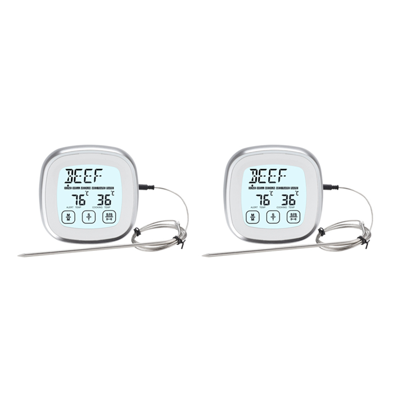 ARELENE 2X Digital Meat Thermometer for Grill - Oven Kitchen Cooking Instant Temperature Reader Gauge with Metal Wired Probes