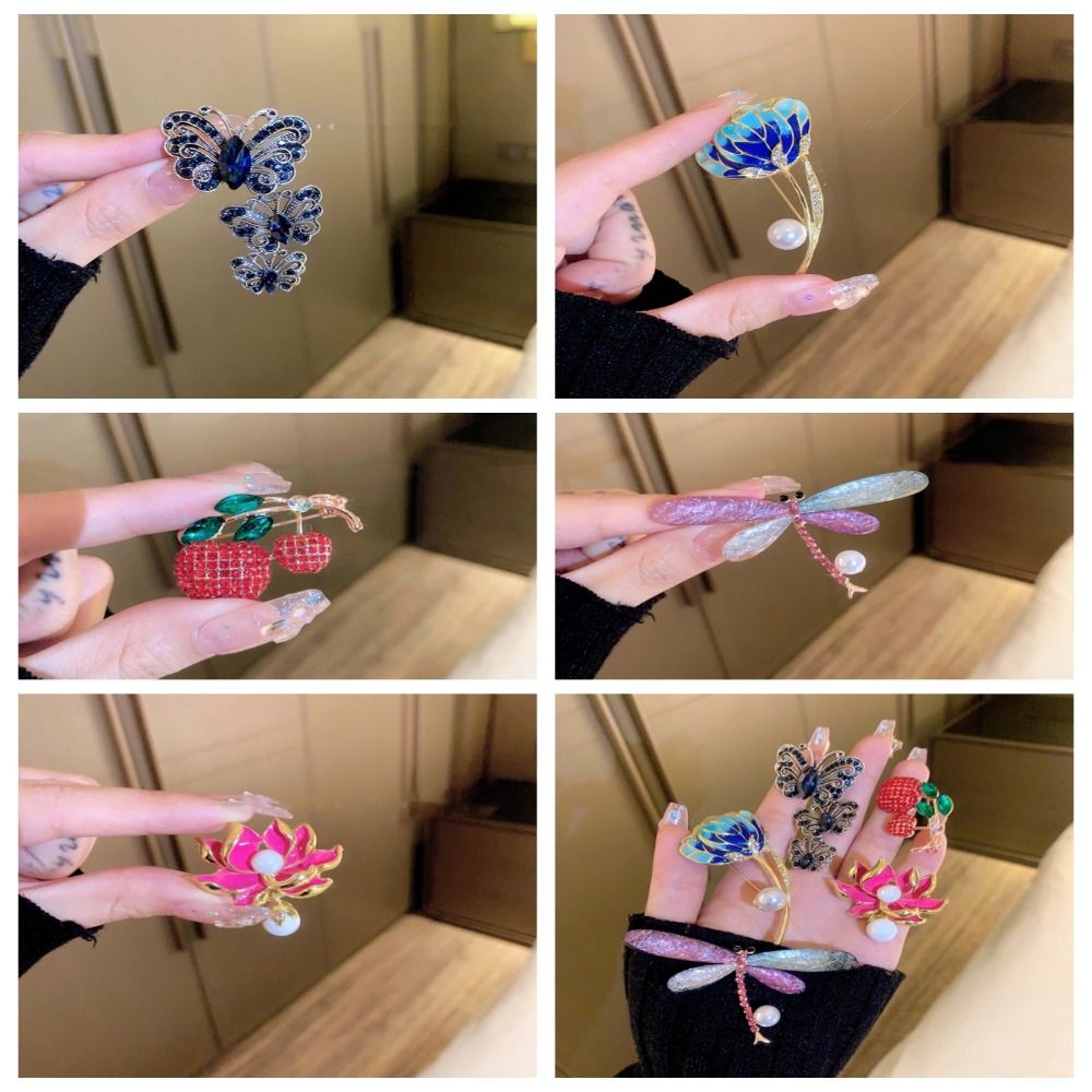 Creative Dragonfly Oil Drip Brooches Dripping Oil Butterfly Flower Badge Jewelry Accessories Chinese Style Banquet Clothes Pin Jewelry Gift