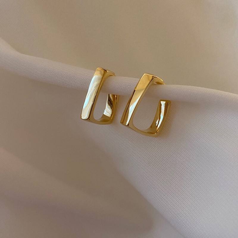 Silver Needle South Korea's New Square Design Hoop Earrings for Women