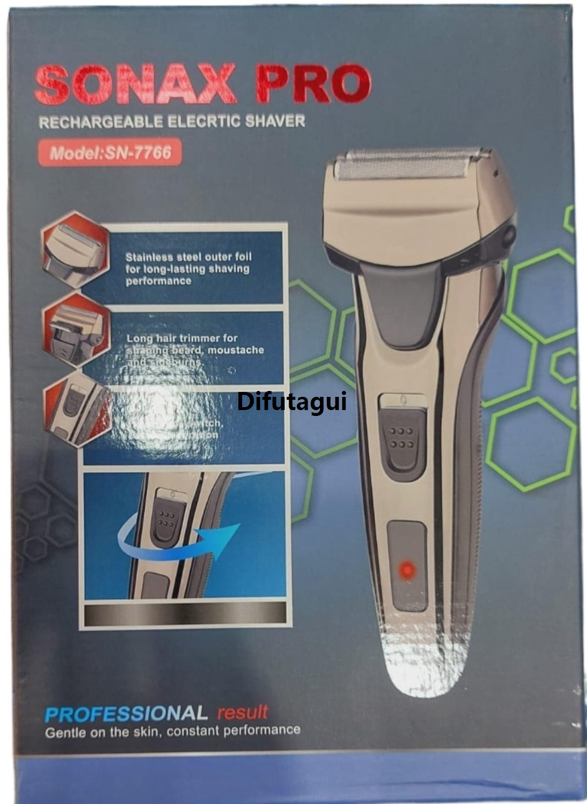 Difutagui New style SONAX PRO 3 In 1 Men Electric Shaver Rechargeable Shaved Beard Luxury Electric Razor Reciprocating Nose Cleaning Hair Shaving Machine