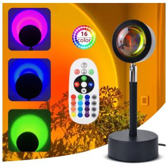 16 Color RGB Sunset Projection Lamp For Home Bedroom Wall Decor Rainbow Ambient Light