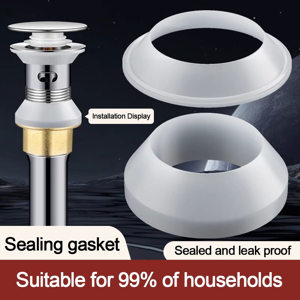2/5 pairs Durable Silicone Floor Drain Sealing Gasket Leak-proof Replacement Sewer Sink Connection Gasket Elastic High Temperature Resistant Basin Faucet Sealing Ring