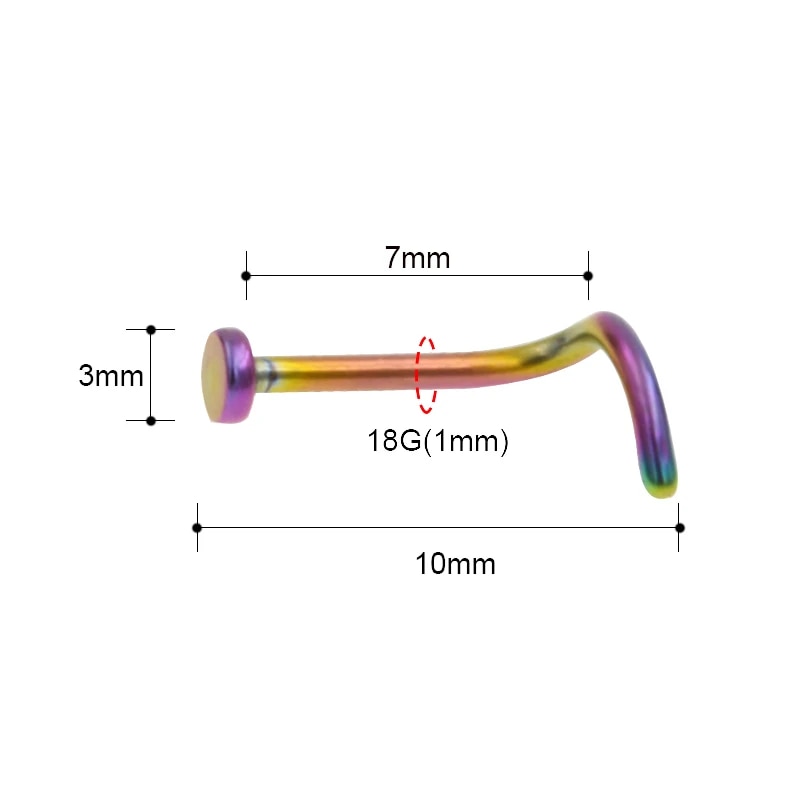 HOT Starbeauty 16G 2Pcs Mix Color stainless Steel Prong Set 316L Surgical Steel Twist Shape Bend Nose Stud Rings (18GA)