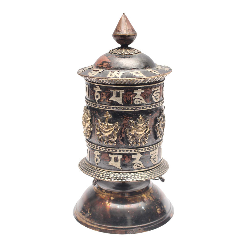 8*4 Inch Metal Standing Rotating Praying Wheel