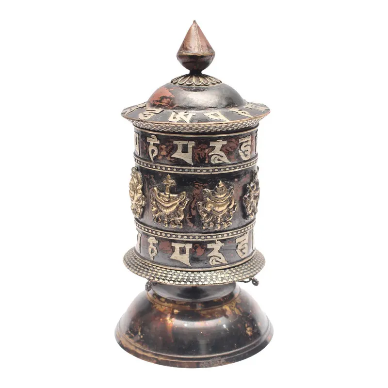 8*4 Inch Metal Standing Rotating Praying Wheel