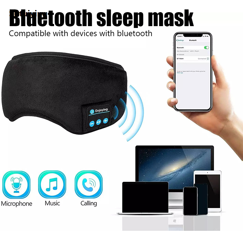 Sutuiying Unisex Sleep/Sport Headphones Headband - Wireless Bluetooth Fashion Eye Mask with Mic for Yoga, Music Night Comfort
