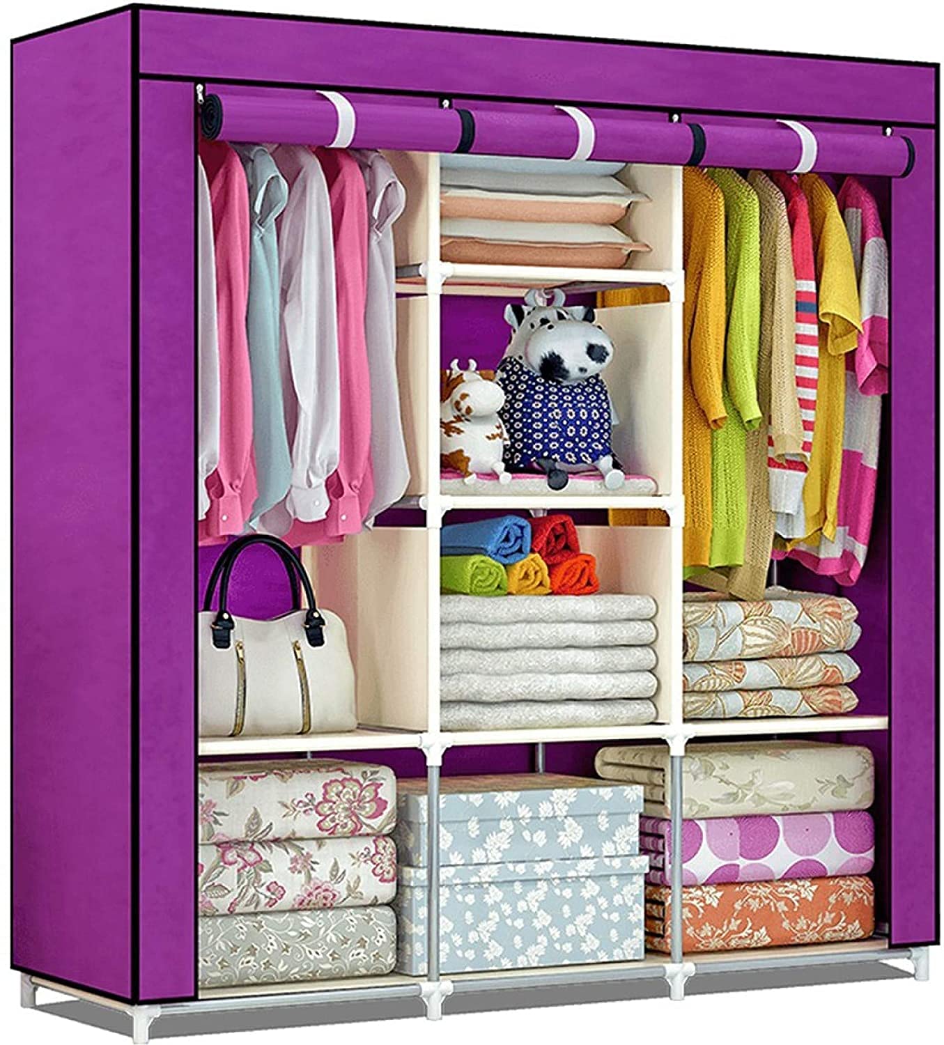 New Simple Wardrobe Portable Foldable Closet For Clothes Rack Model - 88130