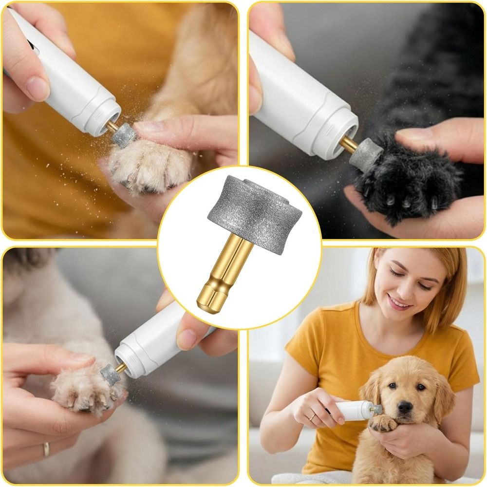 2PCS Professional Low Noise Dog Nail Grinder Head Quiet Long-Lasting Pet Claw Smoothing Bits Safe Nail Grinder Replacement Heads Electric Pet Trimmer