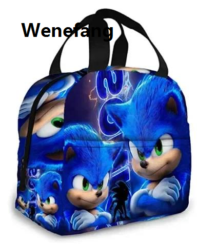Wenefang HOT Printed Hedgehog Sonic Cartoon Portable Ice Bag Children Fifty percent discount Students Insulation Lunch Bag Anime kawaii Cartoon