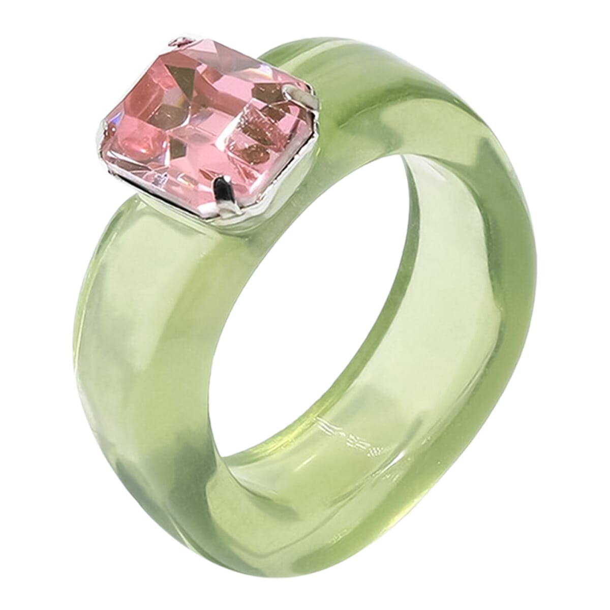 Enacolor 2023 New Colorful Transparent Resin Acrylic Rhinestone Geometric Square Round Rings for Jewelry Travel Gifts