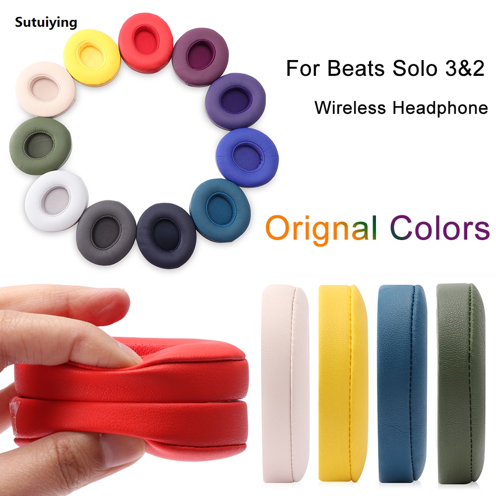 Sutuiying 1 Pair New Replacement Ear Pads Earmuffs Colorful Ultra-soft Sponge Fashion Cushion For Beats Solo 3 Wireless Headphone Accessories