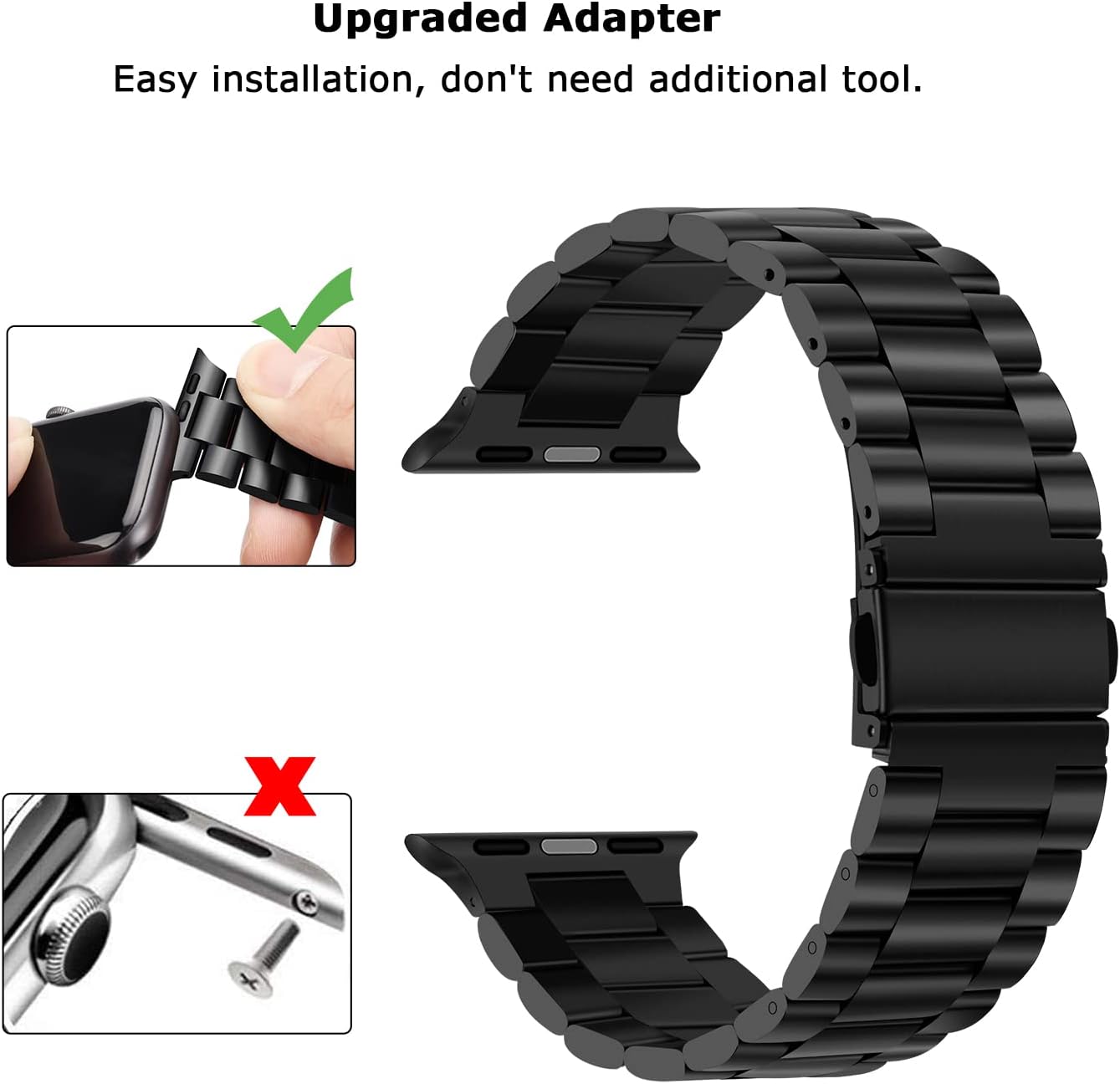 Compatible with Ultra Watch Band 49mm 45mm 44mm 42mm Premium Stainless Steel Metal Replacement Strap