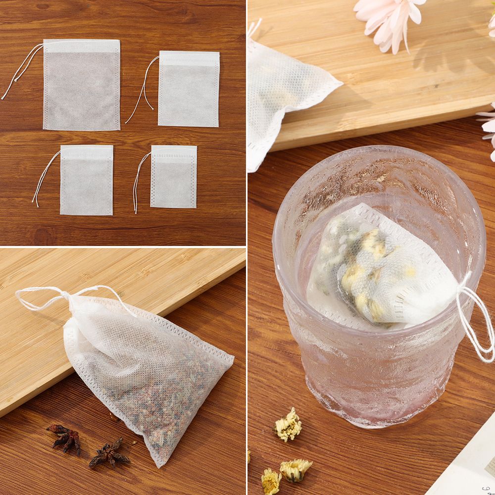 100 Pack Natural with Drawstring Empty Disposable Tea Bag for Loose Leaf Tea Infuser Sachets Tea Filter Bags