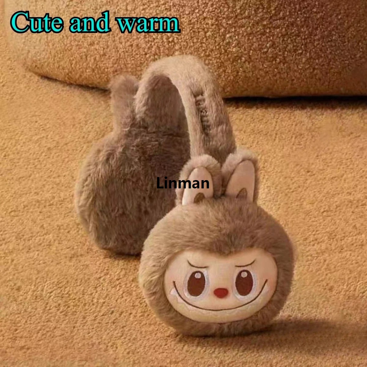 New 1Pcs Labubu Rabbit Plush Earmuffs Cute Girls Warm Ear Muffs Retractable Frostproof Earmuffs Students Adults Children Can Use