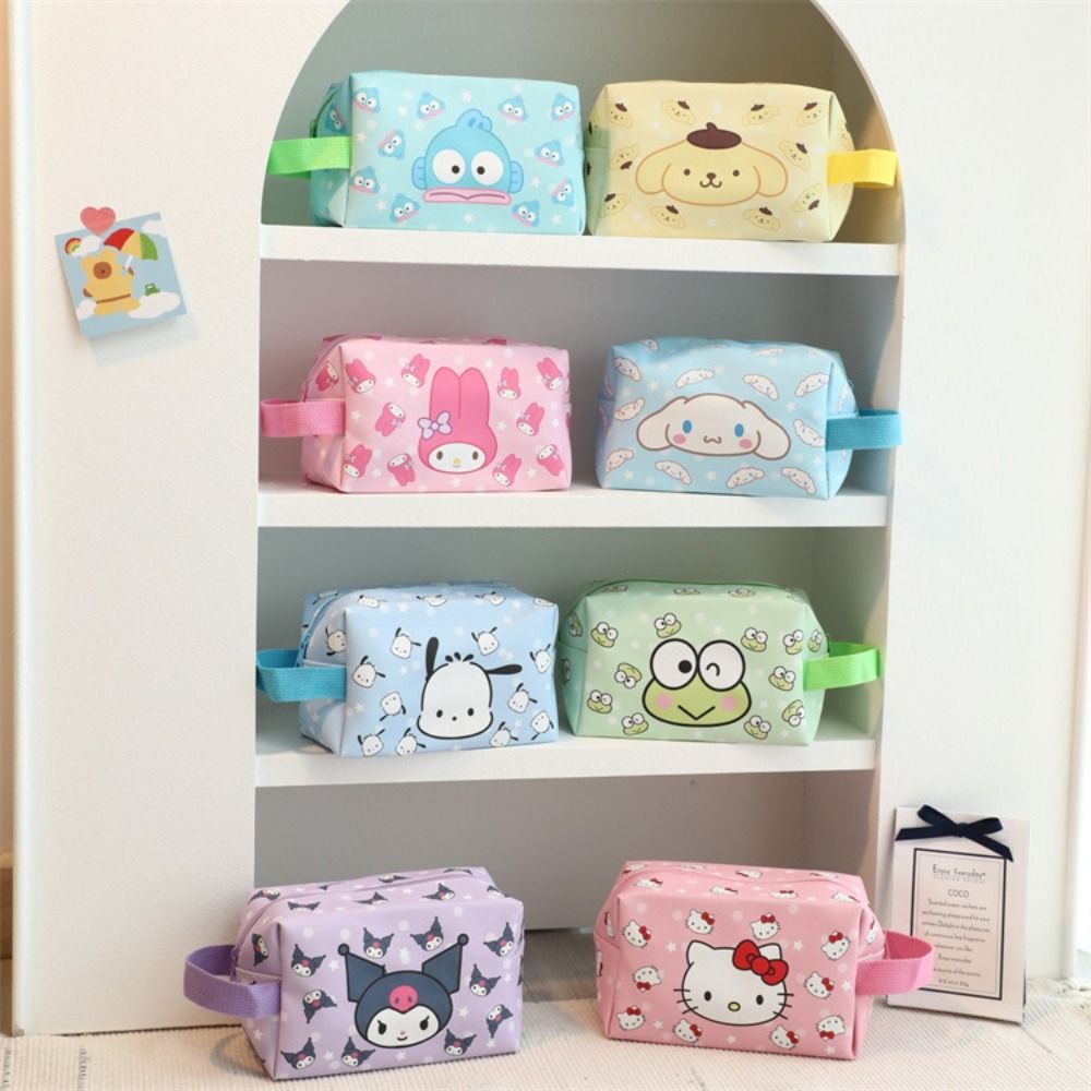 Portable My Melody Cartoon Kuromi Cosmetic Bag Cinnamoroll Kitty Cat Cartoon Design Makeup Bags Mermaid Hanton Student Stationery Bag Student
