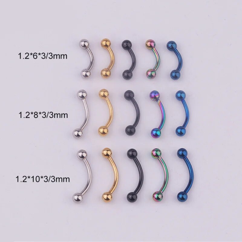 HOT 1Pc Punk Medical Stainless Steel Barbell Helix Lobe Tongue Belly Nose Rings Ball Punk Bar Lip Ring Eyebrow Piercing Body Jewelry