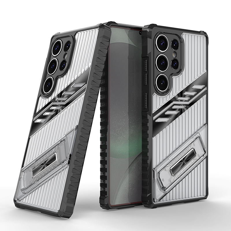HODON Luxury Armor Bracket Holder Phone Case For Samsung Galaxy S25 S24 Ultra S23 S22 S21 S20 FE S25 Edge Cases Stand Shockproof Protection Hard Cover