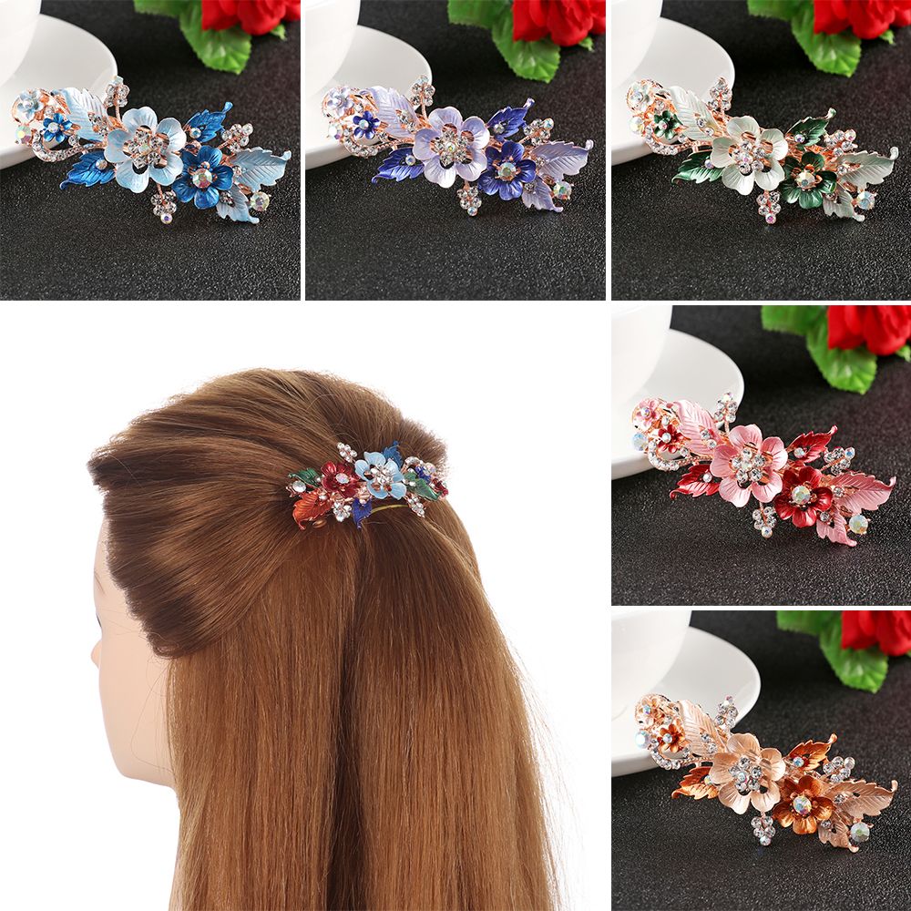 Fashion Floral Resin Cute Hairpin Headwear Accessories Flower Barrettes Crystal Hair Clip