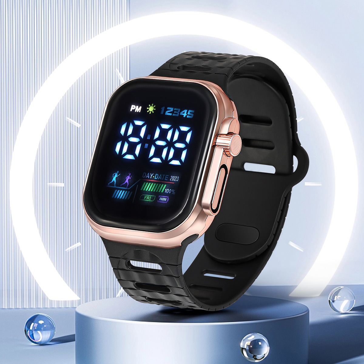 NEW Electronic Watch Watch With Ladies And Men's Simple Watch LED New Kids Digital Athleisure Black Hollow Bracelet