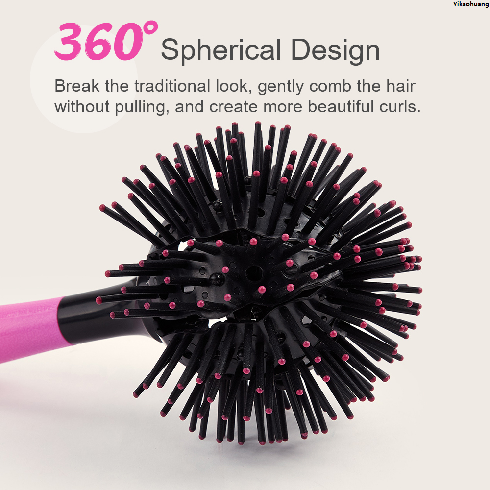 NEW Yikaohuang3D Curl Hair Brush 360° Round Styling Hair Brush Detangling Hairbrush Spherical Ball Brush Wide Tooth Comb Salon Hair Tools Special
