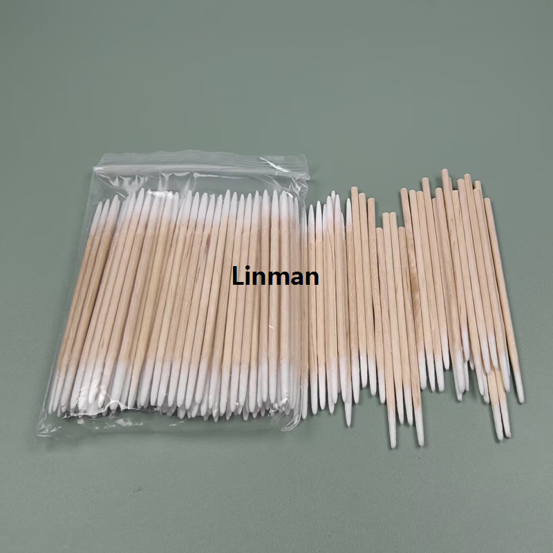 Linman 300PCS Short Wood Handle Small Pointed Tip Head Cotton Swab EyebNew row Tattoo Beauty Makeup Color Nail Seam Dedicated Dirty Picking