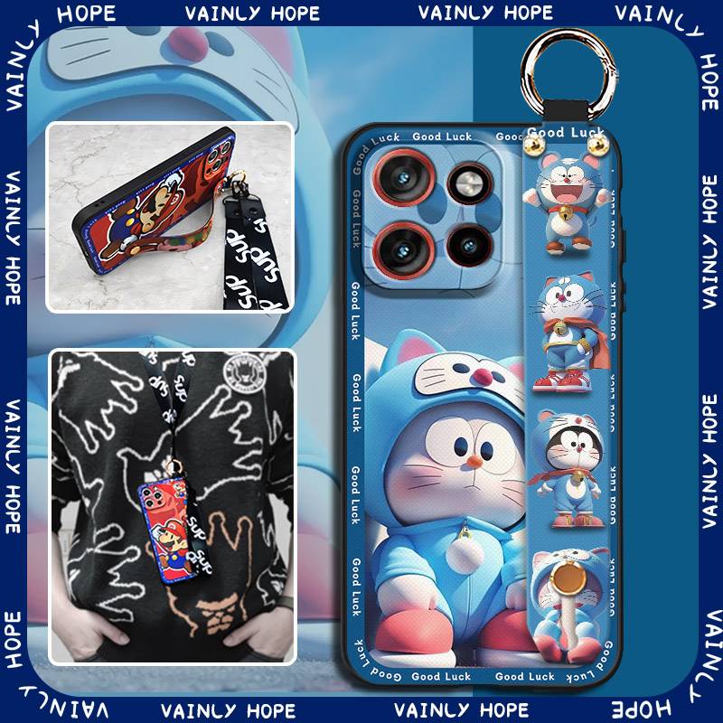 Flower Oil Painting Phone Case For MOTO G86 5G Durable Soft case Protective Dirt-resistant Ring Wrist Strap Silicone
