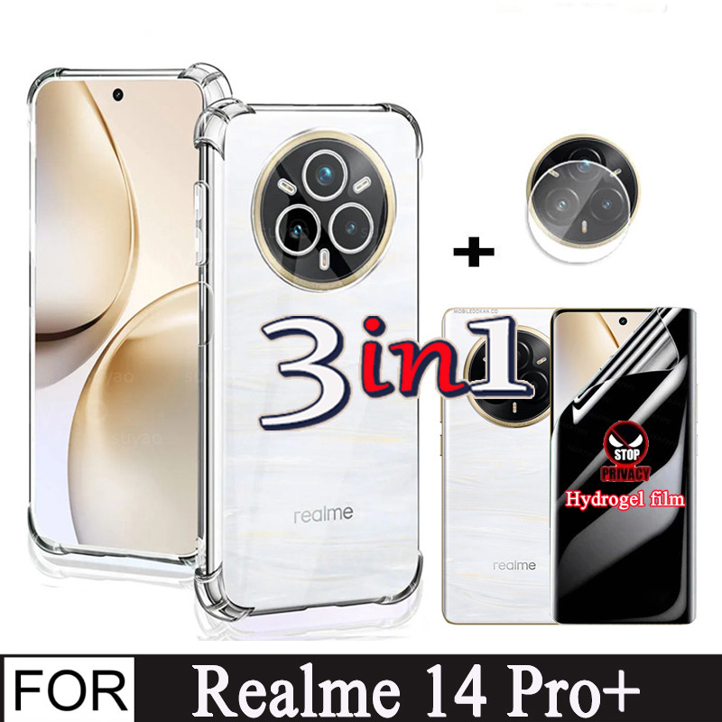 Realme 14 Pro Plus TPU เคสโทรศัพท์กันกระแทกสําหรับ Realme14Pro+ 3in1 HD Soft Hydrogel Film