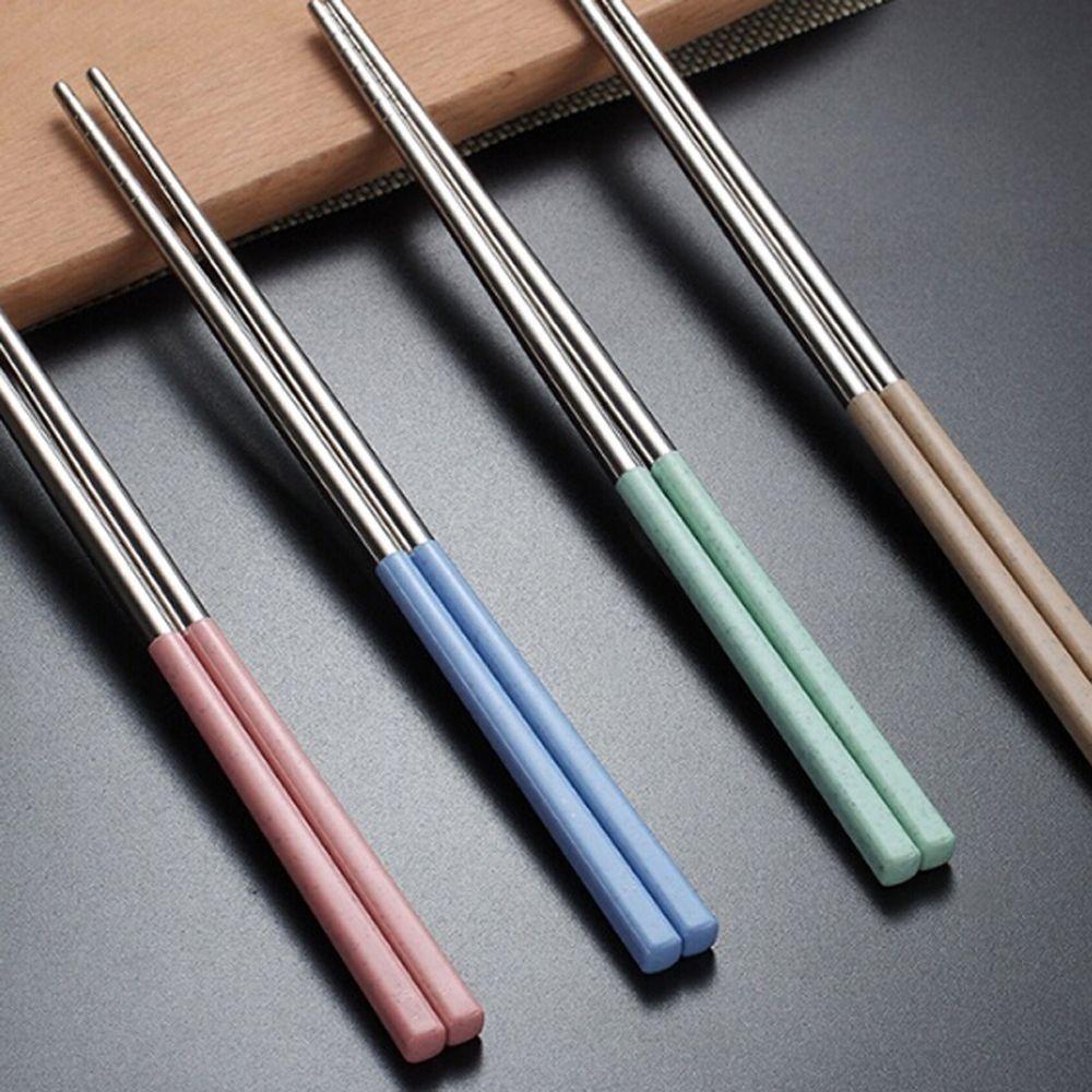 Picnic Cooking Tool Stainless Steel Utensils Wheat Straw Chopsticks Kitchen & Dining Dinnerware
