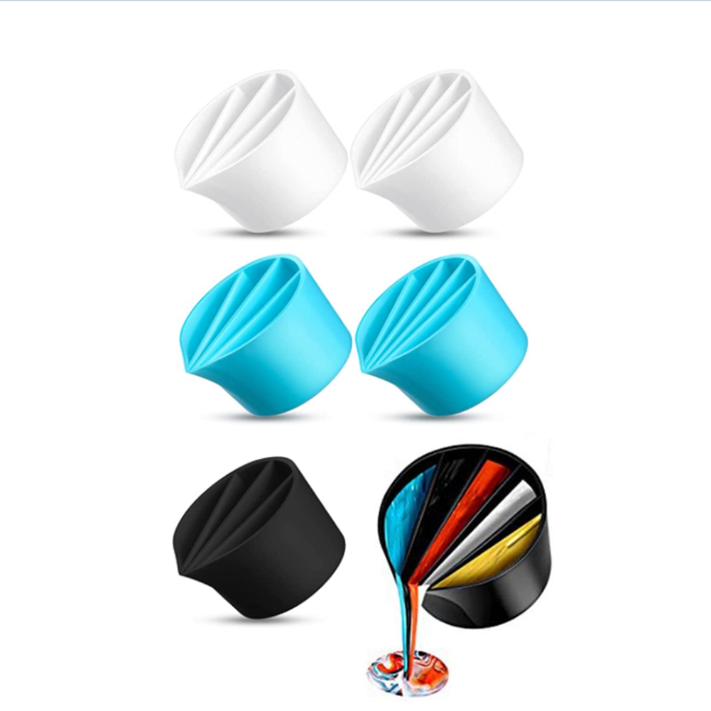 ARELENE 6 Pieces Split Cup for Paint Pouring, Reusable Silicone Split Cup Art Painting Fluid Cups Silicone Pouring Divided Cup