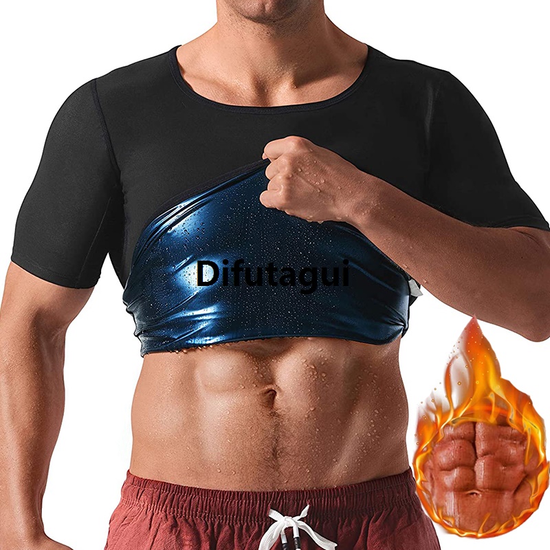 Difutagui Men Sauna Vest Polymer Sweat Slimming Weight Loss Sauna Suit Tank Bargain price Top Zipper Body Shaper Shirt Workout Waist Trainer Fat Burning