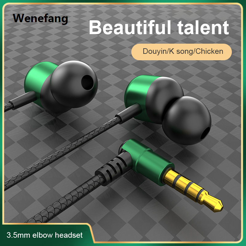 Wenefang 【New design】Earbuds Green Compact Comfortable Hifi Stereo Portable For Gamer Mobile Earphone Red High Quality With Microphone Silicone Metal