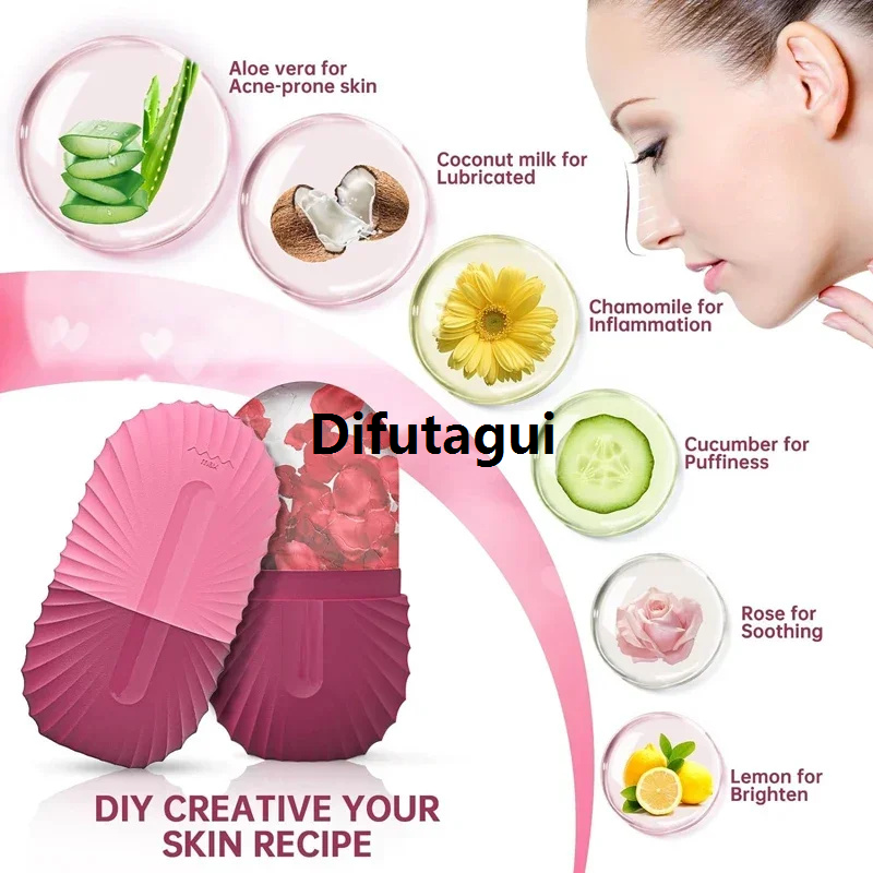 Difutagui Luxury 1 PC Facial Ice Roller Ice Cube Beauty Massage Silicone Ice High Quality Mold Eye Puffing Ice Roller Shrink Pores Reusable Skin Care Tool