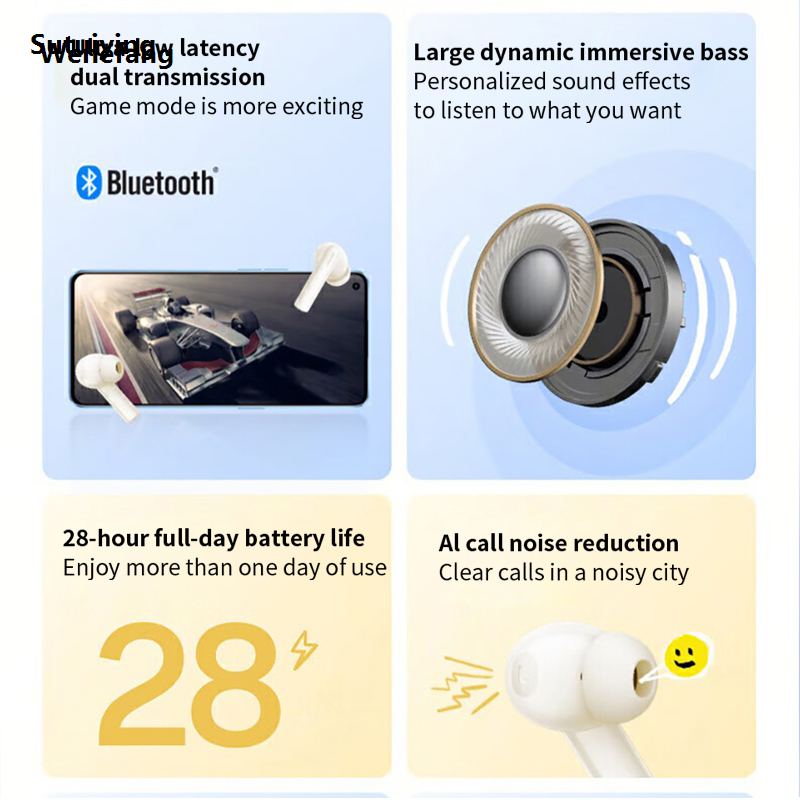 Wenefang Sutuiying OPPO Original Enco Air3i Earphone Wireless Bluetooth 5.2 Earbuds Bargain price Hot Selling AI Call Noise Reduction HiFI Sound Headset Long Standby Air 3i