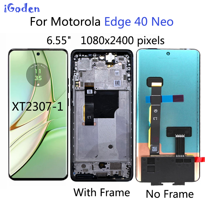 HOT 6.55'' AMOLED For Motorola Edge 40 Neo LCD XT2307-1 Display Touch Screen Digitizer Assembly For Moto Edge40 Neo LCD