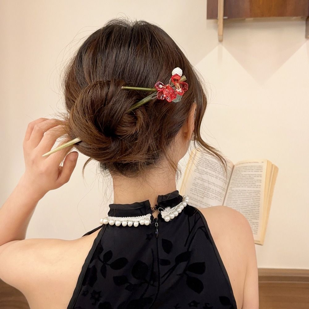 1PC Classical Hair Comb Chinese Style Hair Stick U Shape Flower Cheongsam Hairpin For Hanfu Accessories
