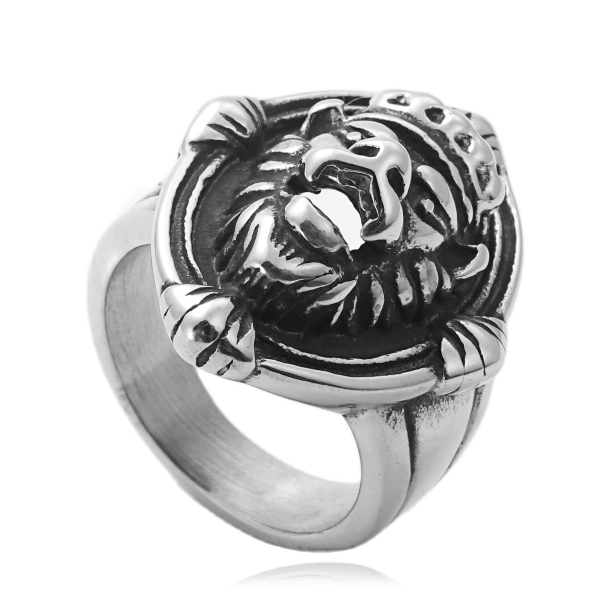 【Mega Titanium Lion Ring Vintage Personality Punk Trendy Stainless Steel Lion Ring 27060