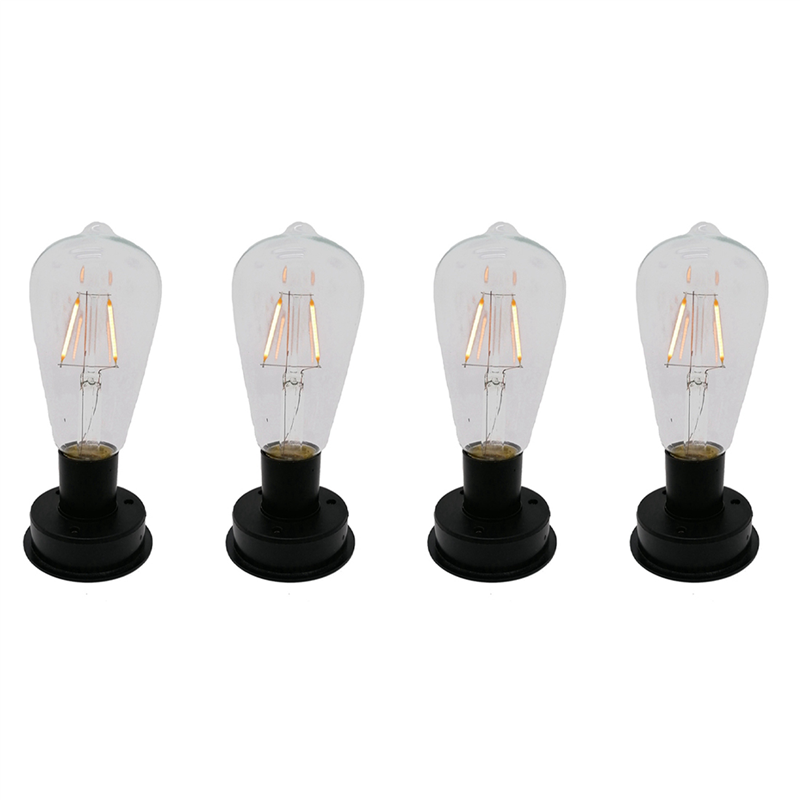 OUMERY 4Pc Solar LED Tungsten Filament Bulb Lamp 2800K Automatic Light Sensors Fence Night Lights for Garden Lamp(8.5cm)