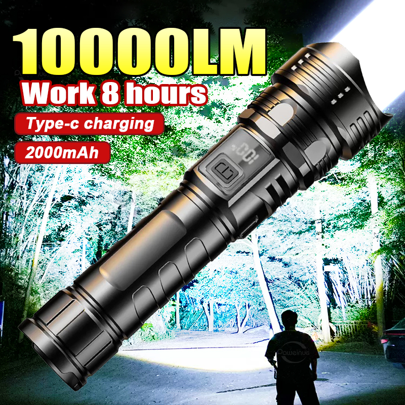 Hot Selling Powerful White Laser Torch High Power LED Flashlight Rechargeable Super Bright Lantern Emergency Camping Multifunctional Light