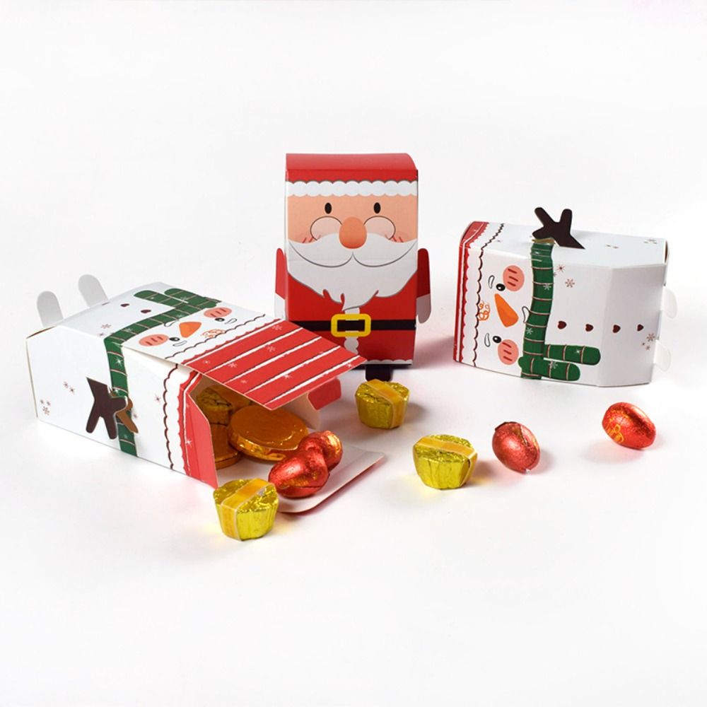10Pcs Creative Novelty Christmas Candy Box Cartoon Cookie Christmas Gifts Packaging Classic Santa Claus Paper Gifts Boxes Candy/Snack/Chocolate Package