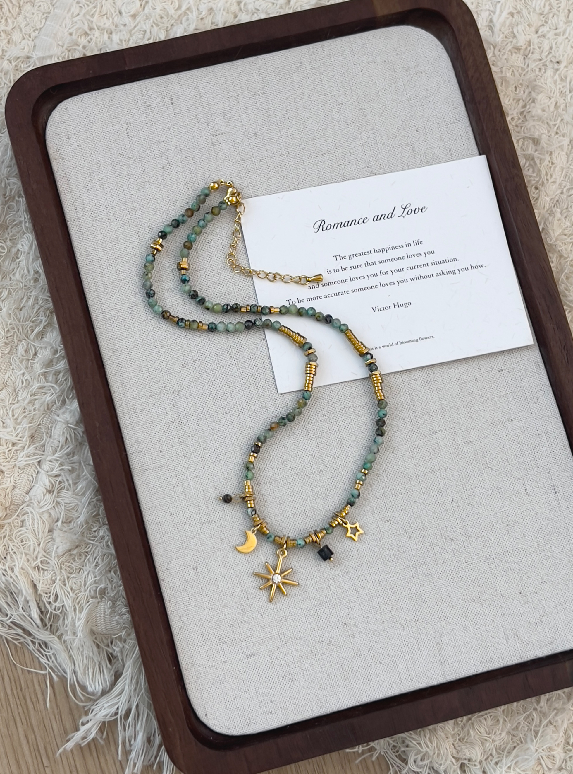 PerisBox Vintage Natural Stone Beads Necklace Womens Charm Mang Star Pendant Can be Stacked Jewelry Gothic Jewelry Gifts Bles Online DZ-37A-06