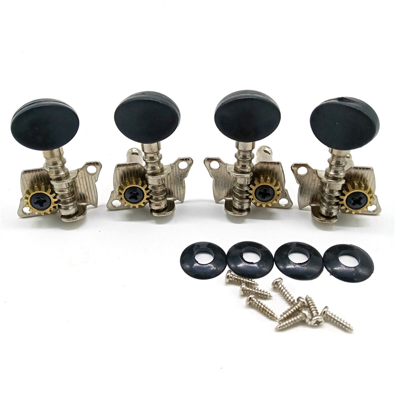FORIDE 8 Pieces Metal Opened Ukulele Uke Tuning Pegs Tuners Round Cap Black