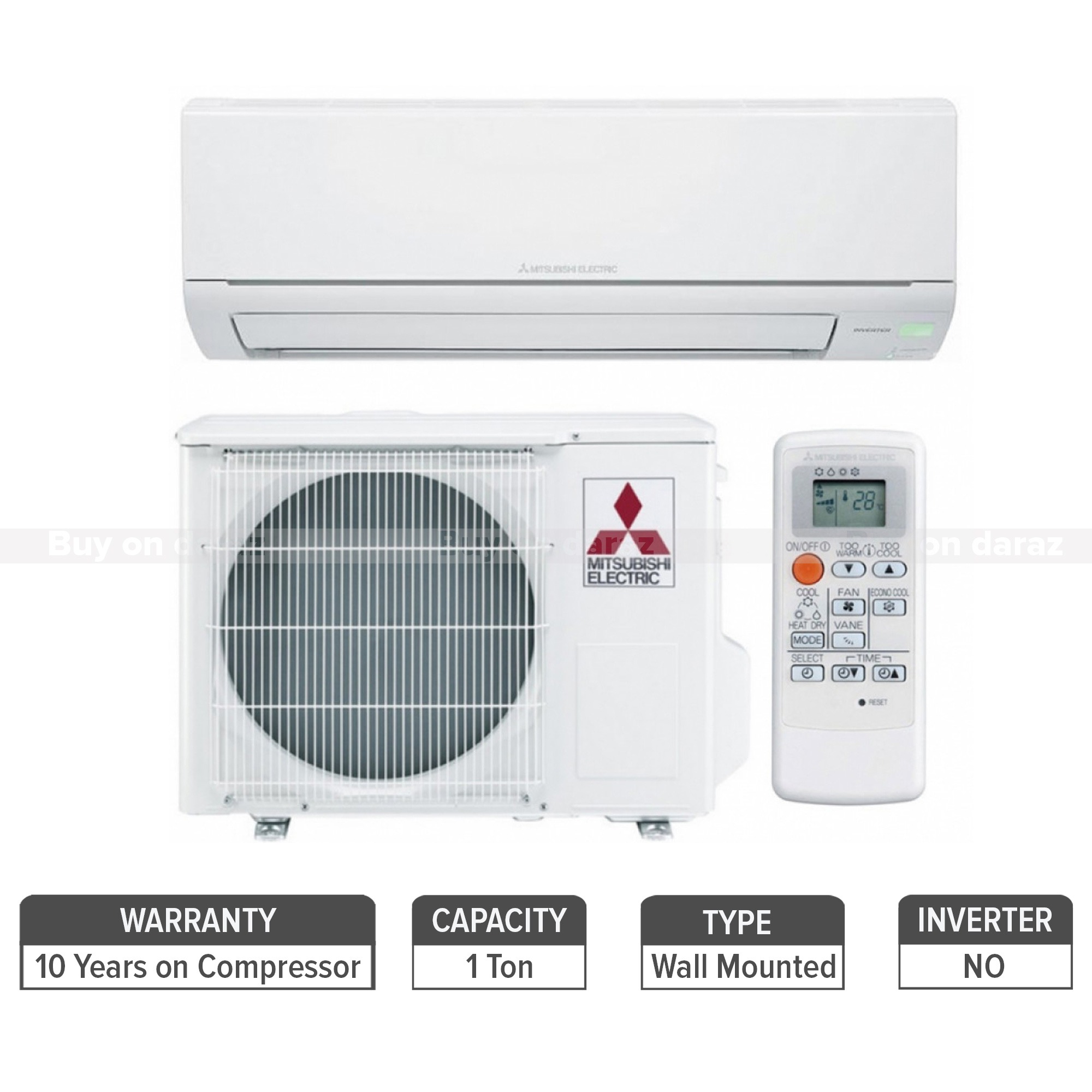 Mitsubishi Electric Inverter Type Wall Mounted Split 1.0 Ton Air Conditioner