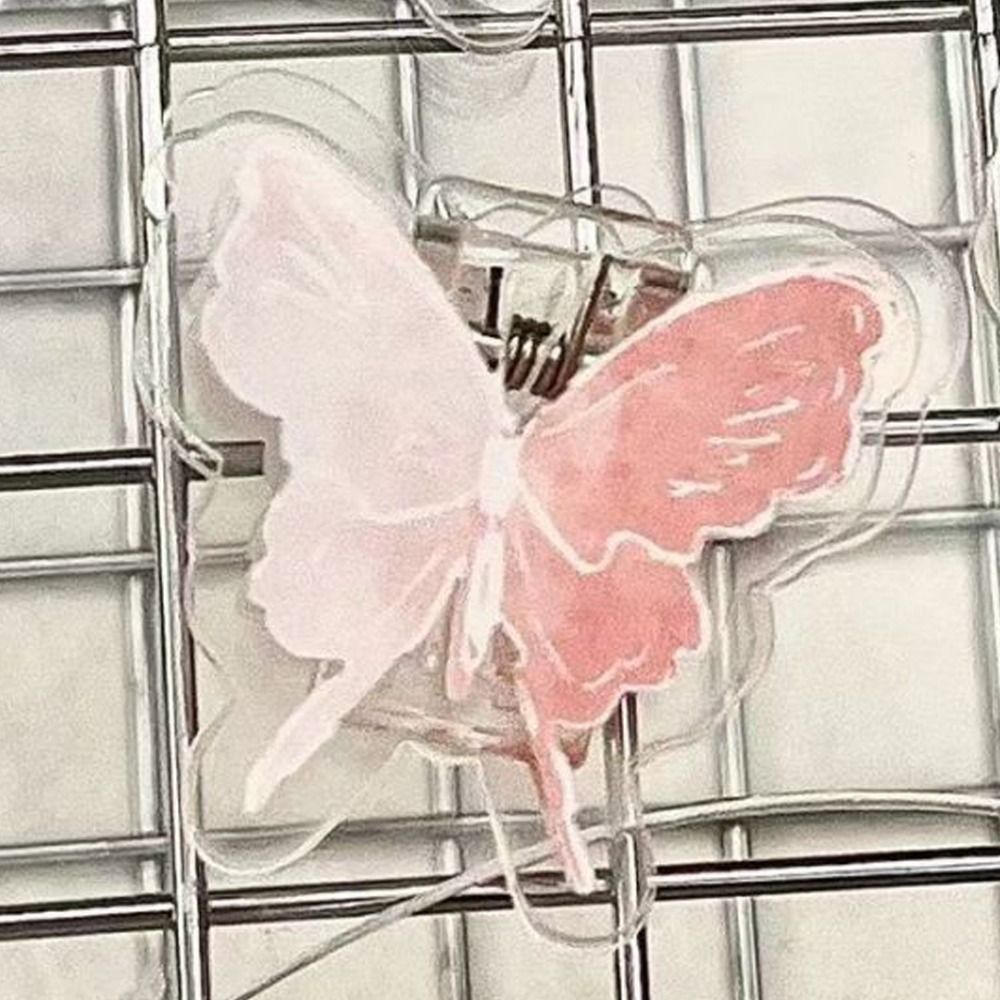 School Stationery Gradient Butterfly Acrylic Paper Clip Paperclip Y2k Cute PP Clip Bookmark Cartoon Memo Clip Student
