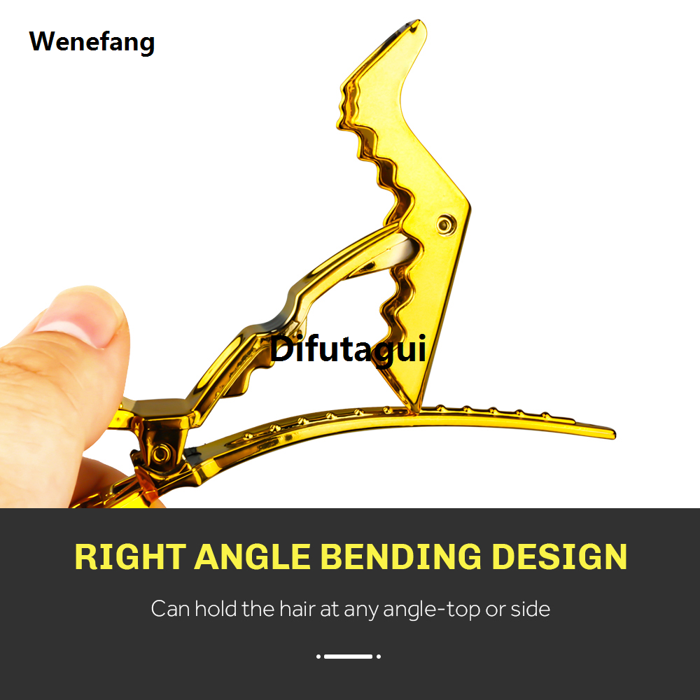 Wenefang Professional Alligator Clip for Salon Hairdressing Hair Clips Styling Luxury Tools Accessories Golden Hair Cutting Sectioning Clips
