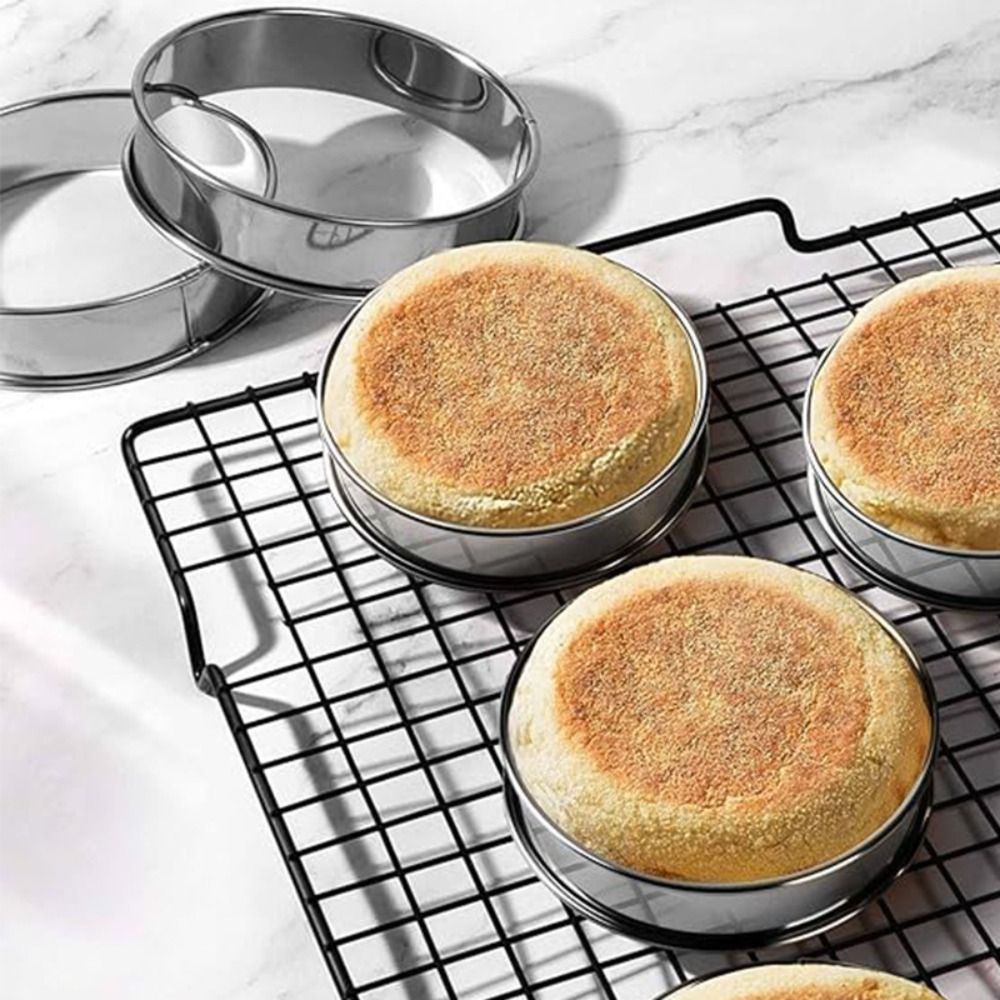 New Stainless Steel Baking Circle Cooking Rings Cookie Molds Circle Egg Ring Double Rolled 10cm 8cm Muffin Ring Kitchen