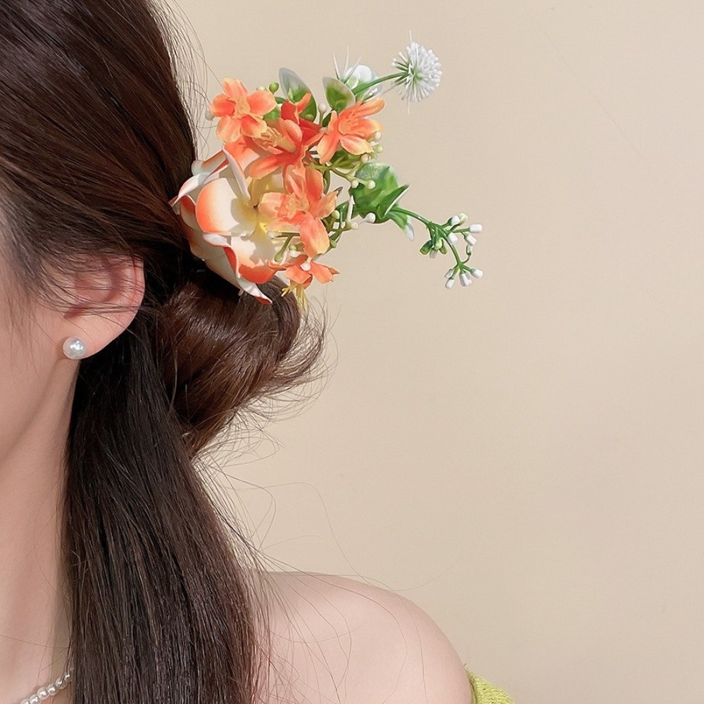 Wedding Sweet Water-Sprinkling Festival Hair Clip Vintage Fresh Egg Flower Duckbill Clip Fabric Artificial Floral Headwear Romantic Occasions
