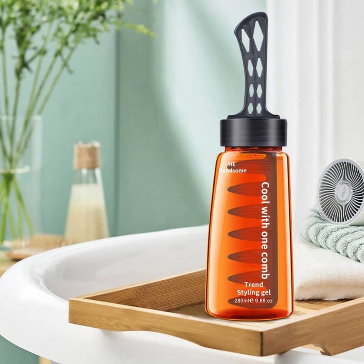Men Hair Styling 300Ml Gel With Comb Styling Moisturizing Strong Cool Hair Lasting
