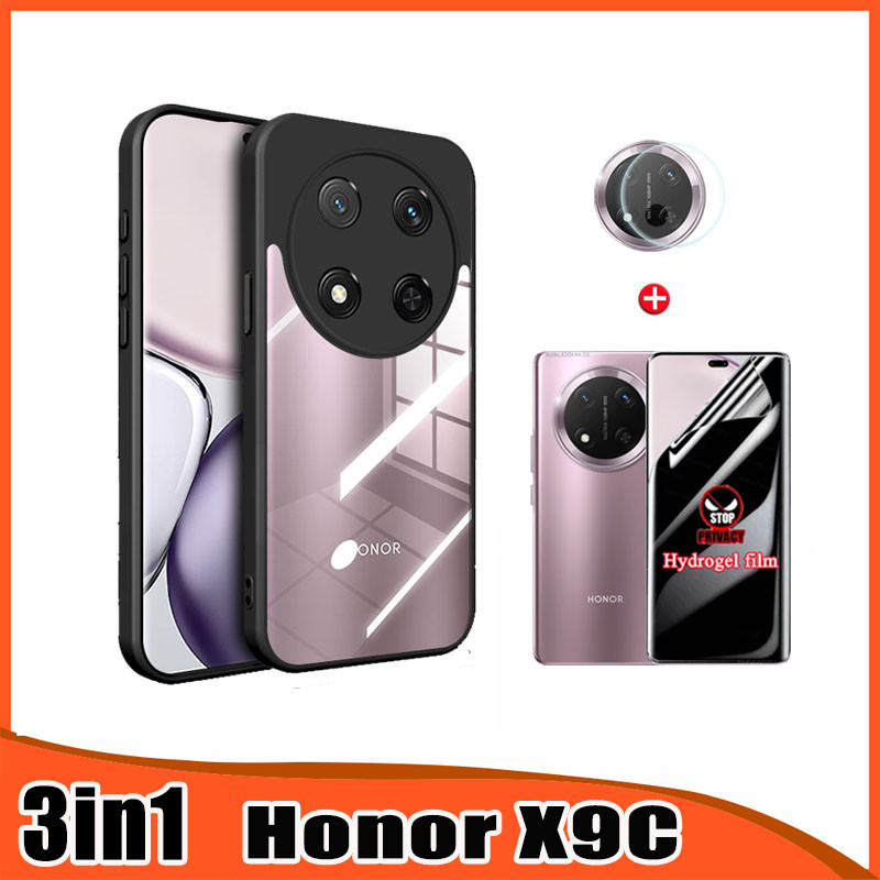 3 in1 HONOR X9C Privacy Hydrogel Film+ Lens Film For HONOR X9B Transparent Matte Phone Case Silicone Casing