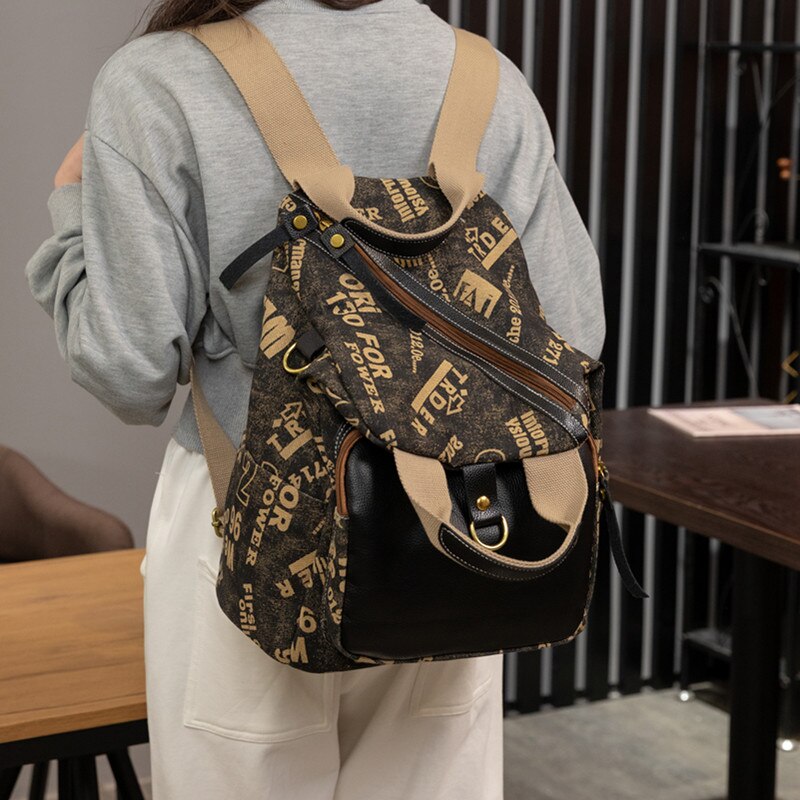 Women Vintage School Backpacks 2023 New Designer Canvas Female Backpack Hit Mochila Large Capacity Multifunction Ladies Backpack