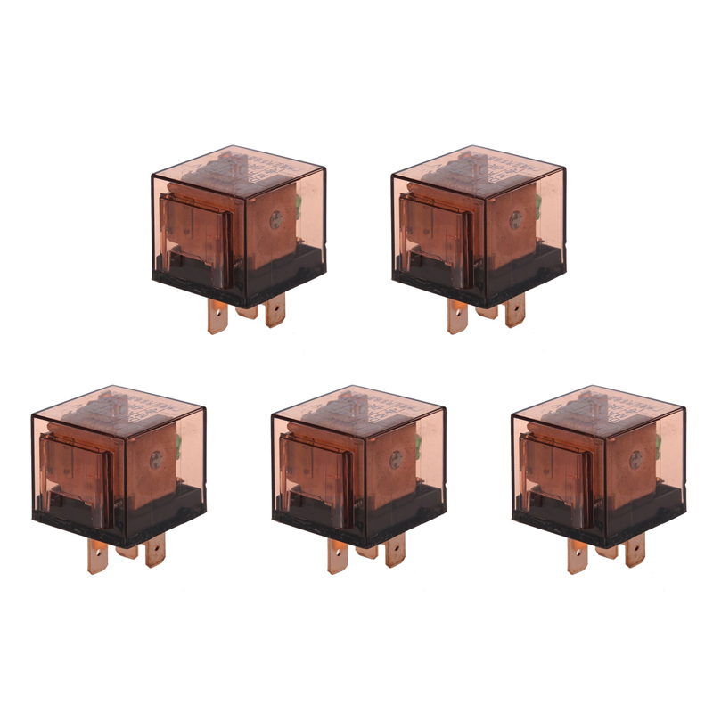 fasdaga 5X DC 24V 80A 1NO 1NC SPDT 5 Pins Green Indicator Light Automotive Truck Car Relay